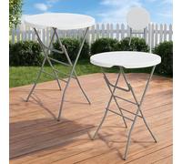 Table pliante, lot de 2, hauteur 110 cm, largeur 80 cm. Table d'appoint pliante, table pliante, table de bar, table pour cocktails, table pour fêtes, table ronde, table haute, table de jardin, table d