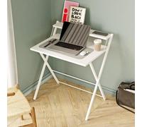 Table pliante LUNOR avec tablette, 76 x 50 x 84 cm, blanche