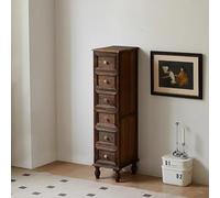 Table pliante multifonction et tour Sto haute et fine, commode à 6 niveaux avec décorations de ferme, pieds en bois massif, idéale pour la maison et le bureau (marron)