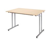 Table pliante multiples usages rectangle L. 120 x P. 80 cm - Plateau Erable - pieds Aluminium
