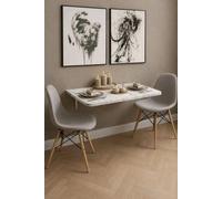 Table pliante murale, 90 x 50 cm, blanc aspect marbre