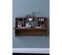 Table pliante murale Dekornik « Kardelen » avec compartiments de rangement, 90 x 50 cm, couleur Okkernoot
