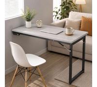 Table Pliante Murale d'une capacité de 40 kg | Banc de travail pliable en bois massif for ordinateur portable, coin repas et bureau à domicile(Light Grey,47.2*23.6*29.5in)
