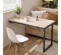 Table Pliante Murale d'une capacité de 40 kg | Banc de travail pliable en bois massif for ordinateur portable, coin repas et bureau à domicile(Off-White,35.4*23.6*29.5in)