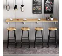 Table Pliante Murale Rabattable en Bois, Tablette à Manger Avec Support en Métal, Bureau Pliable pour Salon/Chambre (Light Walnut Color, 120*40cm/47*15)