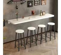 Table Pliante Murale Rabattable en Bois, Tablette à Manger Avec Support en Métal, Bureau Pliable pour Salon/Chambre/Bureau (Blanc, 100*30cm/39*11.8in)