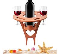 Table pliante pique-nique - Bureau léger extérieur avec porte-gobelet | Guéridon vin nomade | Pour parc, plage, gazon, jardin, arrière-cour, terrasse, balcon, grillades, rassemblement, excursion