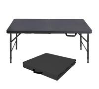Table pliante portable de 125 cm, réglable en hauteur, avec poignée, pour le camping, les pique-niques et les fêtes en intérieur comme en extérieur, capacité de charge de 135 kg (noire)