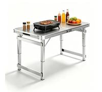 Table Pliante Portable Robuste avec poignée de Transport Table de Gril à Hauteur réglable Tables de Camping en Aluminium léger pour la Maison/Salon/Cuisine(Gris,80cm/2.6ft)