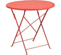 Table pliante pour terrasse, en acier, idéale pour l'intérieur et l'extérieur, diamètre 76,2 cm, de couleur corail