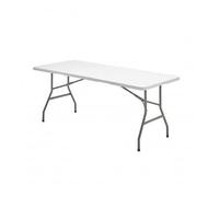 Table Pliante Rectangulaire Hdpe Multifonctionnelle, Portable, Résistant,Multi-Usages 180x74x74 Cm. Couleur Blanc Gris