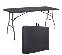 Table Pliante - Springos® - Noir - 180x75x75 Cm - Plastique Hdpe - Poignée De Transport Multicolore