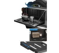 Table pliante, structure en acier, capacité de charge de 34 kg, dimensions repliée : 62,74 x 31,24 x 3,81 cm, compatible avec le Jeep Wrangler JK, installation facile