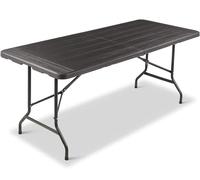 Table pliante - Table de camping - 180 x 76 x 74 cm - Plastique - Structure métallique - Pour 8 personnes - Adaptée pour l'intérieur et l'extérieur - Noire