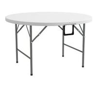 Table pliante table de camping pliable table de jardin Ø 122 x 73H cm poignée acier époxy HDPE blanc Blanc G