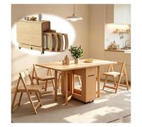 Table Pliante, Table De Cuisine 4 Personnes, avec des Tiroirs Et des Étagères Ouvertes, Tables Pliante Interieur, pour Une Cuisine Compacte