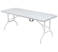 Table pliante - Table de jardin 180 cm - Structure en métal, plateau en plastique - Rectangulaire - Pour 6 personnes - Résistante à la rouille, facile à nettoyer - Blanche