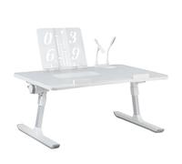 Table Portable pour Ordinateur,Table de lit Pliable en Bambou,Plateau Réglable pour Ordinateur Portable,avec Pieds Réglables et Plateau Inclinable,Support d'Ordinateur,Canapé Lit (60*40*26-39cm-Gris)