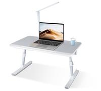 Table Portable pour Ordinateur,Table de lit Pliable en Bambou,Plateau Réglable pour Ordinateur Portable,avec Pieds Réglables et Plateau Inclinable,Support d'Ordinateur,Canapé Lit (60*40*27-40cm-Gris)