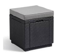 Table-pouf de jardin Keter - ALLIBERT by KETER - Cube avec coussin - Gris graphite - 47,1 L