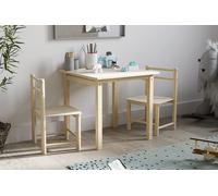 Table pour enfant écologique avec deux chaises - Incolore& Naturel - Parfait pour apprendre, jouer et manger - S'adapte à chaque chambre d'enfant - Chambre d'enfant de ATB Meubles