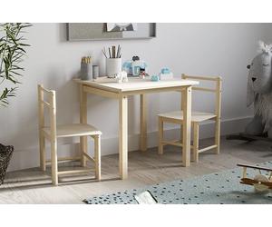 Table pour enfant écologique avec deux chaises - Incolore& Naturel - Parfait pour apprendre, jouer et manger - S'adapte à chaque chambre d'enfant - Chambre d'enfant de ATB Meubles