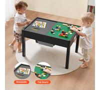 Table pour enfants 810x553x502mm - Table d'activités en bois, plateau de jeu de construction double face - Table de jeu multi-usage avec 2 boîtes de rangement - Cadeau pour les enfants de 3 ans et plu