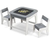 Table pour enfants avec 2 chaises, ensemble de 3 éléments pour enfants en bois, avec plateau de table double face, table de dessin 3 en 1, également utilisable comme table de bricolage et table d'acti