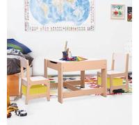 Table pour enfants avec 2 chaises, ensemble de meubles pour chambre d'enfant en MDF, comprenant un tableau blanc et un tableau noir amovibles. Dimensions : 62x62x48 cm. Ensemble polyvalent pour chambr