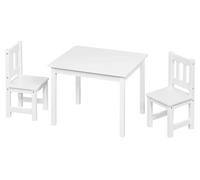 Table pour enfants avec 2 chaises - Ensemble de meubles pour enfants - À partir de 2 ans - Bois - Montage facile - Dimensions de la table : 60 x 48,5 x 50 cm - Hauteur d'assise : 26 cm - Blanc