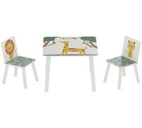 Table pour enfants avec 2 chaises - Ensemble de meubles pour enfants - Structure en métal - Assises rembourrées - 60 x 60 x 44 cm - Montage requis - Vert armée