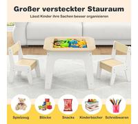 Table pour enfants avec 2 chaises Ensemble de sièges pour enfants 3 pièces en bois avec plateau de table double face