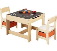 Table pour enfants avec 2 chaises - Ensemble de sièges pour enfants - Avec boîtes de rangement en tissu sous les chaises - Table à dessin et table de bricolage - Comme table de jeu et bureau - Pour ch