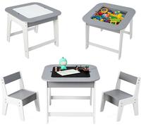 Table pour enfants avec 2 chaises, ensemble de sièges pour enfants avec une table à dessin double face et un espace de rangement, ensemble table et chaises pour enfants, meubles pour enfants en bois p