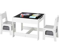 Table pour enfants avec 2 chaises - Ensemble de sièges pour enfants - Boîte de rangement en tissu sous les chaises - Table à dessin, table de bricolage, table de jeu - Pour les crèches et les chambres