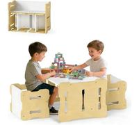 Table pour enfants avec 2 chaises, ensemble de sièges pour enfants de style Montessori avec banc réversible, ensemble table et chaises pour enfants pour la lecture, les repas et les jeux, ensemble tab