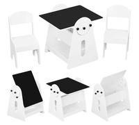 Table pour enfants avec 2 chaises - Ensemble de sièges pour enfants - Espace de rangement - Convertible en chevalet - Bois de pin - Forme rectangulaire - Capacité de charge de la table : 25 kg