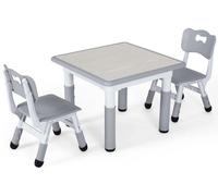 Table pour enfants avec 2 chaises - Ensemble de sièges pour enfants - Hauteur réglable - Forme carrée, 60x60 cm - Fabriquée en plastique HDPE/PVC - Idéale pour les chambres d'enfants et les salles à m