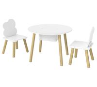 Table pour enfants avec 2 chaises et espace de rangement | Couleur : Blanc | Dimensions : 60x60x44 cm