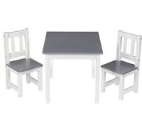 Table pour enfants avec 2 chaises, gris/blanc, robuste, en MDF