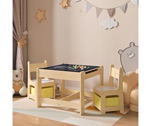 Table pour enfants avec 2 chaises « Irixoa » Ensemble de salon pour enfants avec caissons Ensemble de salon pour enfants avec plateau amovible, finition naturelle