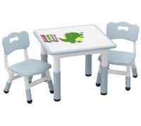 Table pour enfants avec 2 chaises - Kit d'activités - Réglable en hauteur - Plateau de table pour dessiner - Pieds antidérapants - Noir