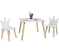 Table pour enfants avec 2 chaises - Set de 3 pièces - Pour enfants 3-6 ans - Montage nécessaire - Blanc