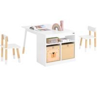 Table pour enfants avec 2 chaises - Table de jeux & d'activités - Avec rangement - Montage nécessaire - Blanc