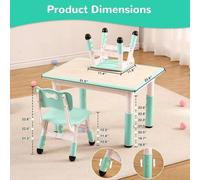 Table pour enfants avec 4 chaises - Ensemble à hauteur réglable - Pour les enfants de 2 à 10 ans - 7 niveaux de hauteur - Chaises avec 3 niveaux de hauteur - Plateau de table facile à nettoyer - Coule