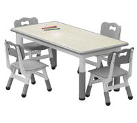 Table pour enfants avec 4 chaises - Ensemble de mobilier pour enfants - Réglable en hauteur - Plateau sur lequel on peut écrire - Pieds antidérapants - Pour la maison et la salle de ris fonc