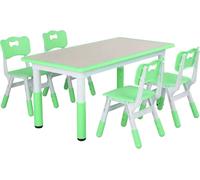Table pour enfants avec 4 chaises - Tableau d'activités réglable en hauteur pour enfants - gris clair - 120x60cm