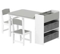 Table pour enfants avec chaises - Ensemble de meubles pour enfants - 2 chaises - Table de rangement - Plastique - À assembler soi-même