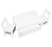 Table pour enfants avec chaises - Ensemble de meubles pour enfants - 3 pièces - Tableau effaçable à l'ardoise réversible - 2 chaises avec dossier - MDF - Dimensions de la table : 75 x 48 x 54 cm - Bla