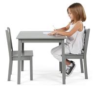 Table pour enfants avec chaises, ensemble en bois, idéal pour l'apprentissage, le dessin, les jeux et les repas, pour la chambre d'enfant, couleur grise